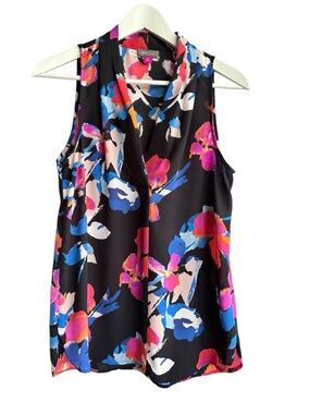 Vince Camuto Floral Cowl Neck Sleeveless Pink Blue Blouse Sz Small Fairy grunge